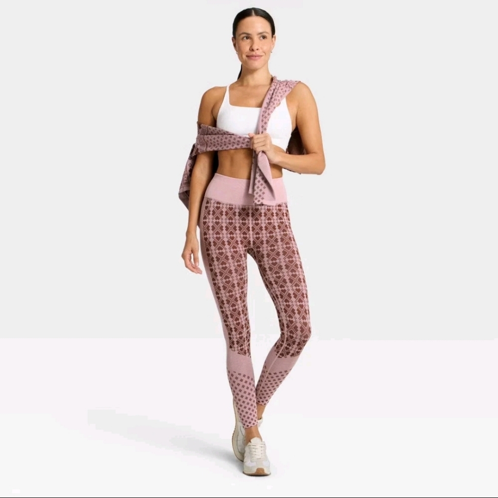 2pc Women's Seamless Fair Isle Printed Full Zip Jacket & Leggings All In Motion